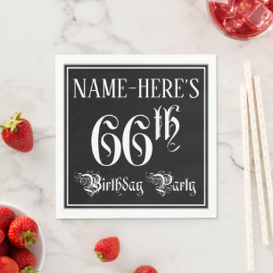 66th Birthday Party — Fancy Script + Custom Name Napkin