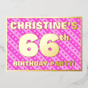 66th Birthday Party — Fun Pink Hearts and Stripes
