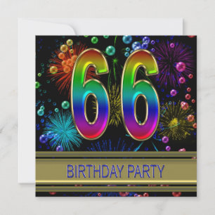 66th Birthday party Invitation with bubbles