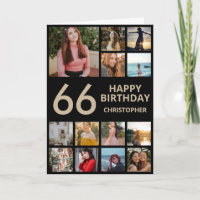 66th Birthday Photo Collage 13 Photos Black & Gold