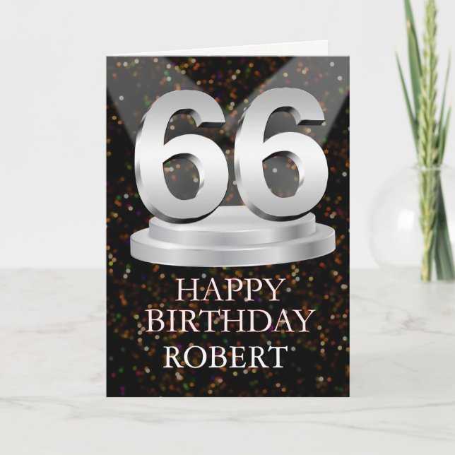 66th Birthday Spotlights Add A Name Card (Front)