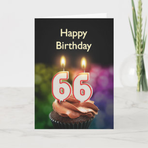 66th Birthday with cake and candles Card