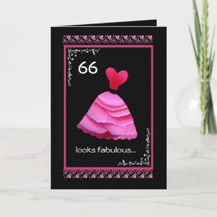 66th Fabulous Birthday with Pink Dress Card