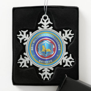 66th Military Intelligence Brigade Snowflake Pewter Christmas Ornament