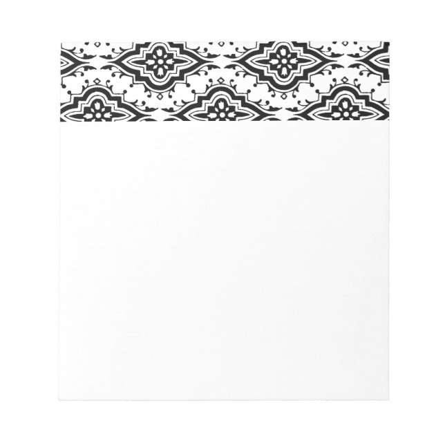 6700_ornamental ORNAMENTAL BLACK WHITE DECORATIVE Notepad (Front)