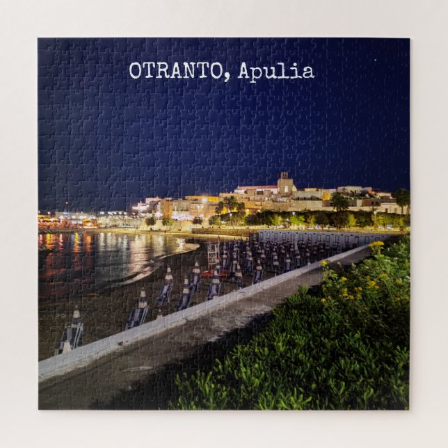 676 pieces Personalized Otranto by night, Apulia, Jigsaw Puzzle (Vertical)