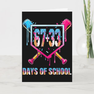 67+33 Days Of School Boys Baseball Drip 100th Day  Card