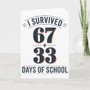 67+33 School Math Equation Retro 100th Day Of Scho Card
