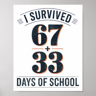 67+33 School Math Equation Retro 100th Day Of Scho Poster