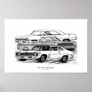 67, 63, 69 Novas - BW no border Poster
