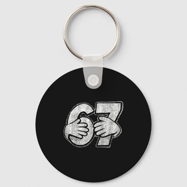67 6 7 Hands Comic Style  Keychain (Front)