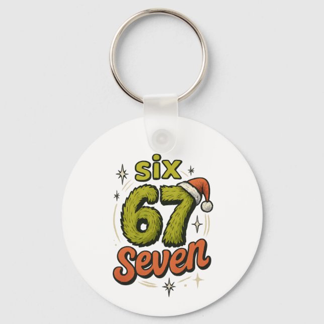 67, 6-7 meme, 6 7 funny, 67 christmas keychain (Front)