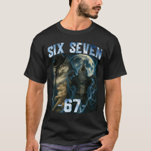67 Alpha Wolf Meme Funny Graphic Tee Six Seven Hum
