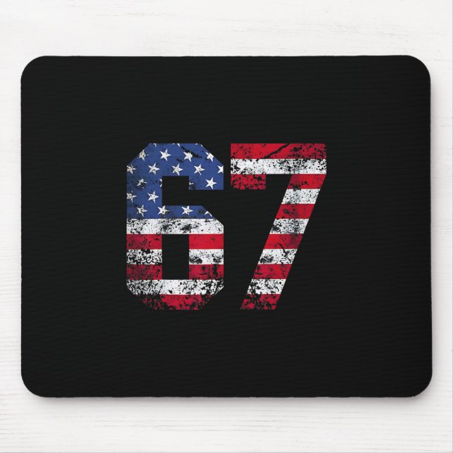 67 American Flag Meme Funny Six Seven Gen Alpha Sl Mouse Pad (Front)