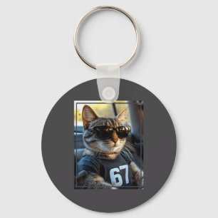 67 And Still Cool Funny Birthday Meme Cat  Keychain