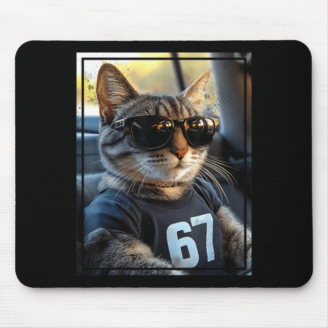 67 And Still Cool Funny Birthday Meme Cat  Mouse Pad (Front)