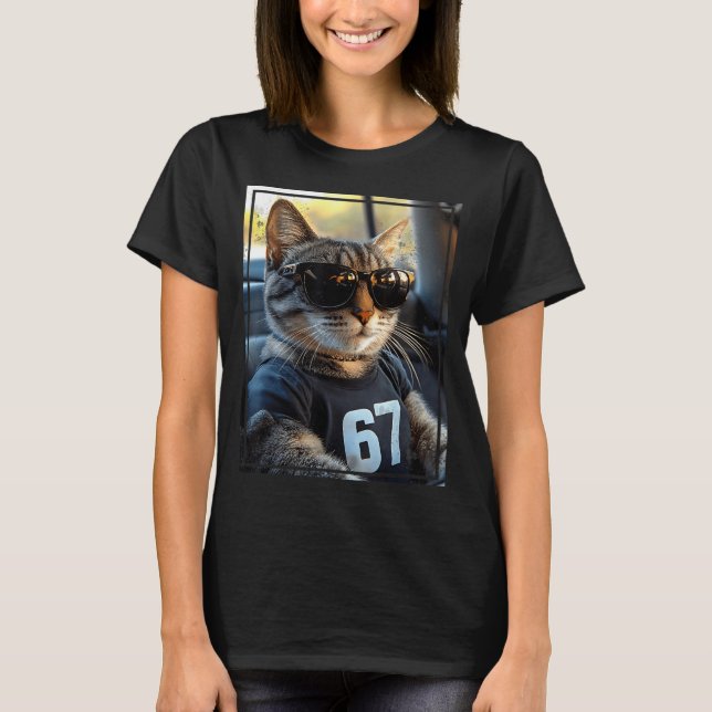 67 And Still Cool Funny Birthday Meme Cat  T-Shirt (Front)