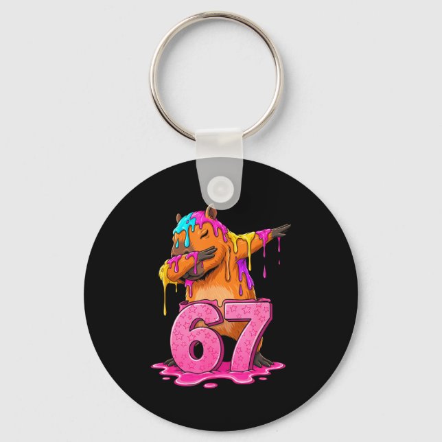 67 Animals Funny 67 Brainrot Youth Kids Capybara 6 Keychain (Front)