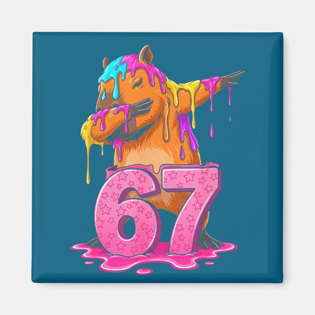 67 Animals Funny 67 Brainrot Youth Kids Capybara 6 Magnet (Front)