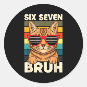 67 Animals Funny 67 Brainrot Youth Kids Cat 67  Classic Round Sticker