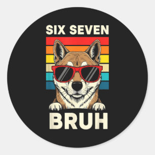 67 Animals Funny 67 Brainrot Youth Kids Dog 67  Classic Round Sticker