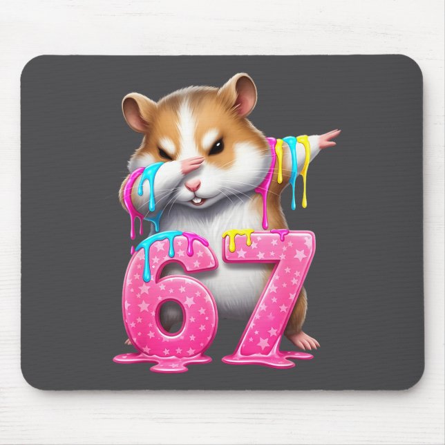 67 Animals Funny 67 Brainrot Youth Kids Hamster 67 Mouse Pad (Front)