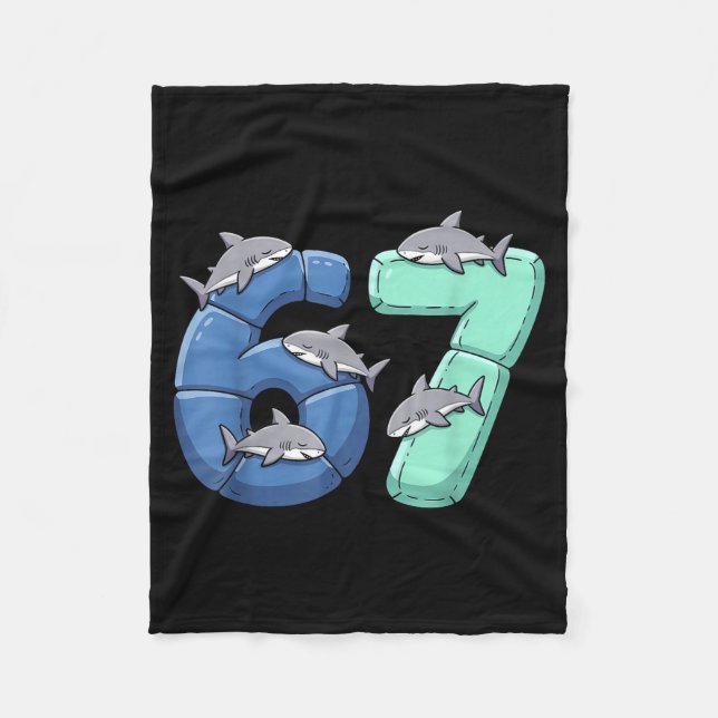 67 Animals Funny 67 Brainrot Youth Kids Shark 67  Fleece Blanket (Front)