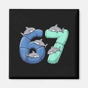 67 Animals Funny 67 Brainrot Youth Kids Shark 67  Magnet