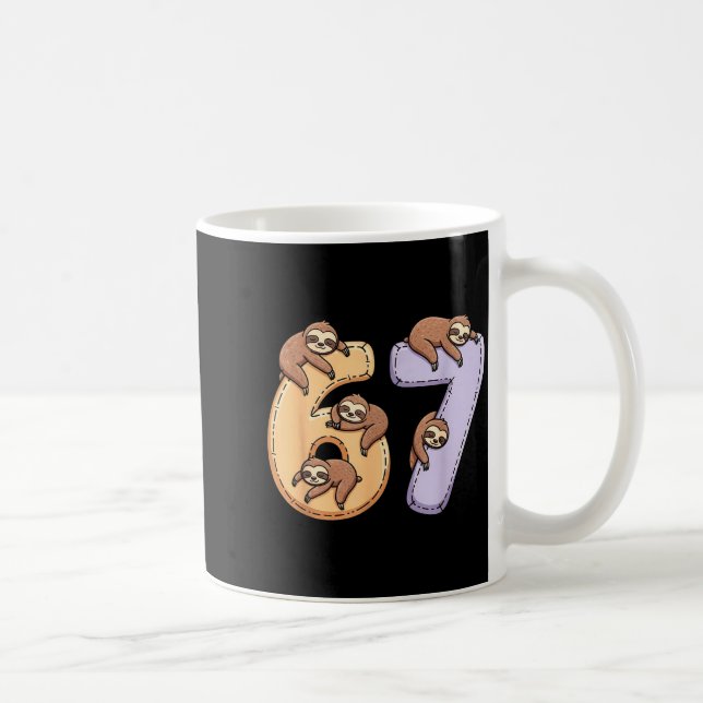 67 Animals Funny 67 Brainrot Youth Kids Sloth 67  Coffee Mug (Right)