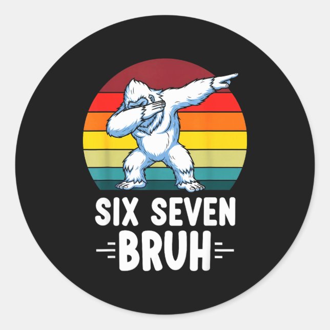 67 Animals Funny 67 Brainrot Youth Kids Yeti 67  Classic Round Sticker (Front)