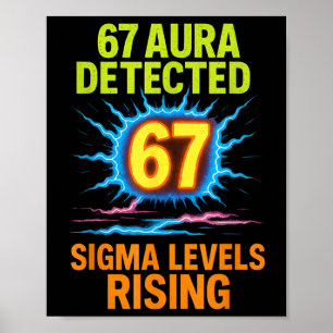 67 Aura Detected Sigma Levels Rising Six Seven Riz Poster