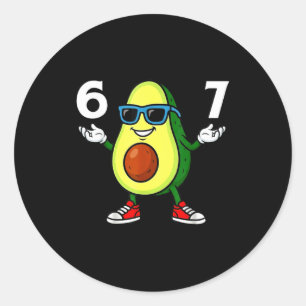 67 Avocado 6 7 Funny Cool Six Seven Meme Cartoon B Classic Round Sticker