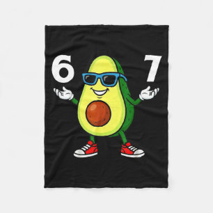 67 Avocado 6 7 Funny Cool Six Seven Meme Cartoon B Fleece Blanket