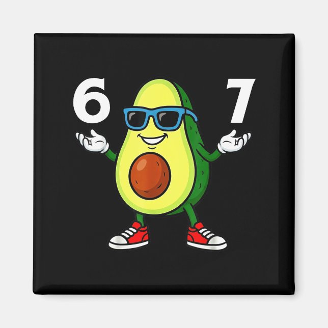 67 Avocado 6 7 Funny Cool Six Seven Meme Cartoon B Magnet (Front)
