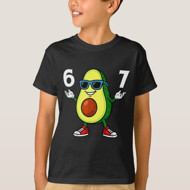 67 Avocado 6 7 Funny Cool Six Seven Meme Cartoon B T-Shirt (Front)