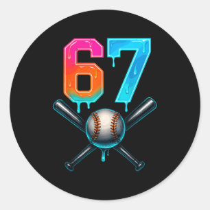 67 Baseball Meme Cool Drip Number 67 Player Or 67t Classic Round Sticker