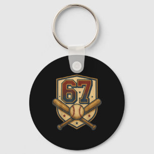 67 Baseball Meme Vintage Srts Crest Funny Retro 67 Keychain