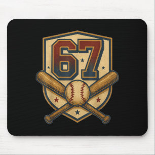67 Baseball Meme Vintage Srts Crest Funny Retro 67 Mouse Pad