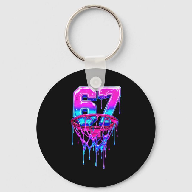 67 Basketball Drip Six Seven Funny  Keychain (Front)