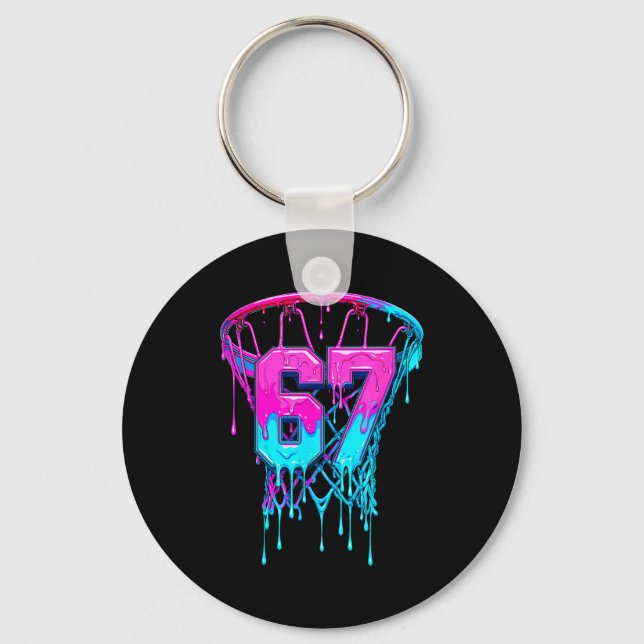 67 Basketball Drip Six Seven Funny  Keychain (Front)