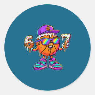 67 Basketball Drip Six Seven Funny Meme Gen Alpha  Classic Round Sticker