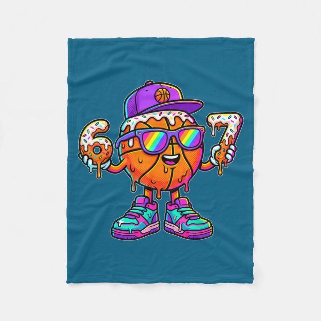 67 Basketball Drip Six Seven Funny Meme Gen Alpha  Fleece Blanket (Front)