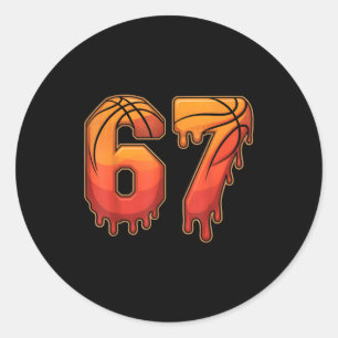 67 Basketball Gen Alpha Slang Kids Drip Six Seven  Classic Round Sticker