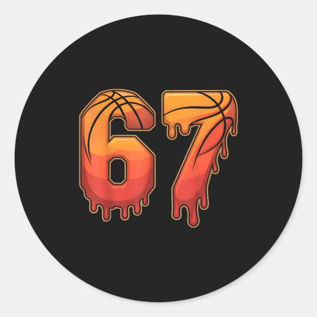 67 Basketball Gen Alpha Slang Kids Drip Six Seven  Classic Round Sticker (Front)