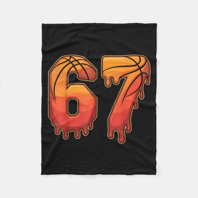 67 Basketball Gen Alpha Slang Kids Drip Six Seven  Fleece Blanket (Front)