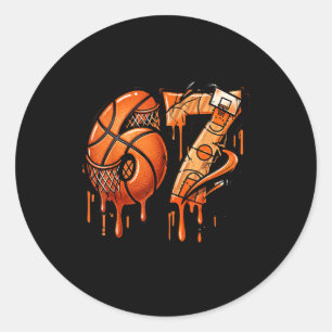 67 Basketball Ice Cream Drip Six Seven  Classic Round Sticker