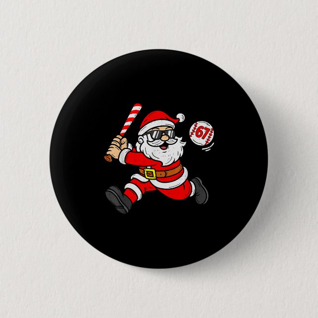 67 Basketball Santa Six Seven Meme Christmas Srt M 2 Inch Round Button (Front)