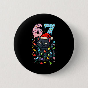 67 Black Cat Christmas Ice Cream Drip Santa Hat Si 2 Inch Round Button