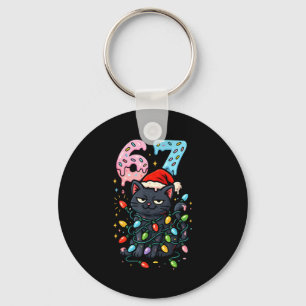 67 Black Cat Christmas Ice Cream Drip Santa Hat Si Keychain