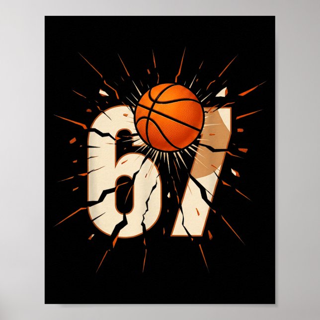 67 Brainrot Youth Basketball Drip - Funny Kids 67  Poster (Front)